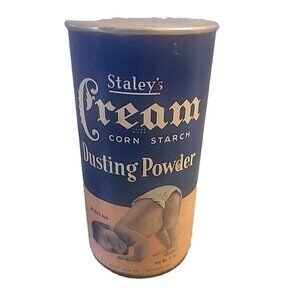 Vintage Staley's CREAM Corn Starch Dusting Powder Can Collectible 12oz  6" tall